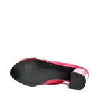 Women's EYE Cross Over Block Heel Leather Mule Sandals L 47 - Fuschia Patent