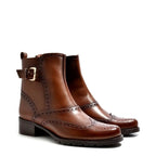 Women's VITELO Brogue Calf Leather Ankle Boots K 5 - Brown