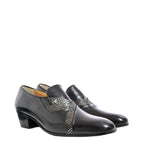Men's VITELO Plain Leather Cuban Heel Shoes PC 9 - Black