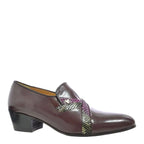 Men's VITELO Plain Leather Cuban Heel Shoes PC 9 - Burgundy