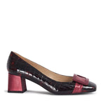 Women's Eye Croc Print Leather Court Shoes G 133 - Burgundy