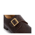 Men's VITELO Ostrich Print Leather Monk Shoes M 57 - Brown