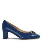 Women's Eye Decorative Trim Leather Court Shoes G 131 - Royal Blue