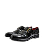Women's VITELO Smart Monk Brogue and Fringe Polished Leather Shoes F 63 - Black