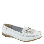 Women's Jo & Joe Nautical Leather Tassel Loafer Shoes - White