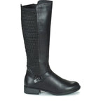 Women's Tamaris 1-25511-27 Flat Leather Knee High Boots - Black 001