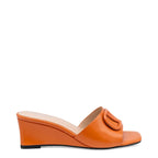 Women's CIARA Hope V Logo Mid Wedge Slip On Mules - Orange