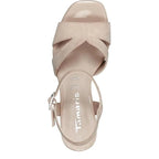 Women's Tamaris 1-28309-42 Strappy Leather Heeled Sandals - Nude