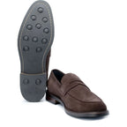 Men's John White Banff Leather Penny Loafer Shoes - Brown Suede