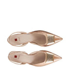 Women's HÖGL 5-107127 Tiffani Slingback Pump Metallic Leather Shoes HO 56 - Light Rose