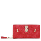 Women's Long & Son Cute Cat Long Credit Card and Purse Wallet with Tassel 12295-C - Red