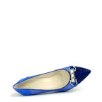 Women's EYE Snake Print Leather Pointed Court Shoes G 126 - Royal Blue