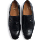 Men's Vitelo Slip On Toe Cap Leather Shoes 99716 M 68 - Black