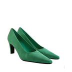 Women's EYE Mid Heel Leather Court Shoes F 73 - Green Snake