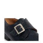 Men's VITELO Ostrich Print Leather Monk Shoes M 57 - Navy