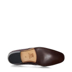 Men's EYE Ostrich Print Cuban Heel Leather Slip-On Shoes M 46 - Burgundy