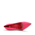 Women's EYE Pointed Toe Cut-Out Leather High Heel Court Shoes F 70 - Fuschia