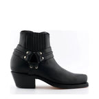 Men's Grinders Harness Lo Leather Cowboy Biker Boots with Leather Sole - Black