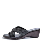 Women's Lucia Cross Strap Mid Wedge Mule Sandals - Black