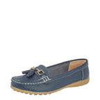 Women's Boulevard L 748 Leather Tassel Loafer Shoes - Navy