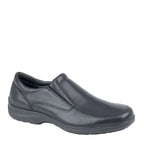 Men's IMAC M268A Twin Gusset Flat Leather Slip On Shoes - Black