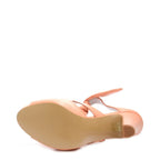 Women's EYE Strappy High Heel Tie-Up Leather Sandals L 34 - Peach
