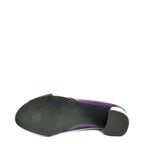 Women's EYE Cross Over Block Heel Leather Mule Sandals L 47 - Purple Patent