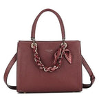 Women's Long & Son Medium Tote & Cross Body Satchel Bag OF6010 - Wine