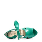 Women's EYE Strappy High Heel Tie-Up Leather Sandals L 34 - Green
