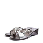 Women's Lucia Cross Strap Mid Wedge Mule Sandals - Silver