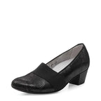 Women's Waldläufer Hilaria 358505 190 Wide Fitting Leather Court Shoes - Black Snake