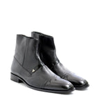 Men's VITELO Soft Leather and Patent Toe Cap Boots M 35 - Black
