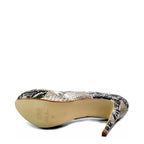 Women's EYE High Heel Pump Leather Court Shoes G 84 - Beige Snake