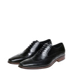 Men's John White Hercules Brogue Oxford Leather Shoes - Black
