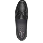 Women's Tamaris 8-84202-42 Trim Wide Comfort Fit Leather Loafer Shoes - Black