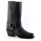 Men's Grinders Harness Hi Western Cowboy Leather Boots with Leather Sole - Black