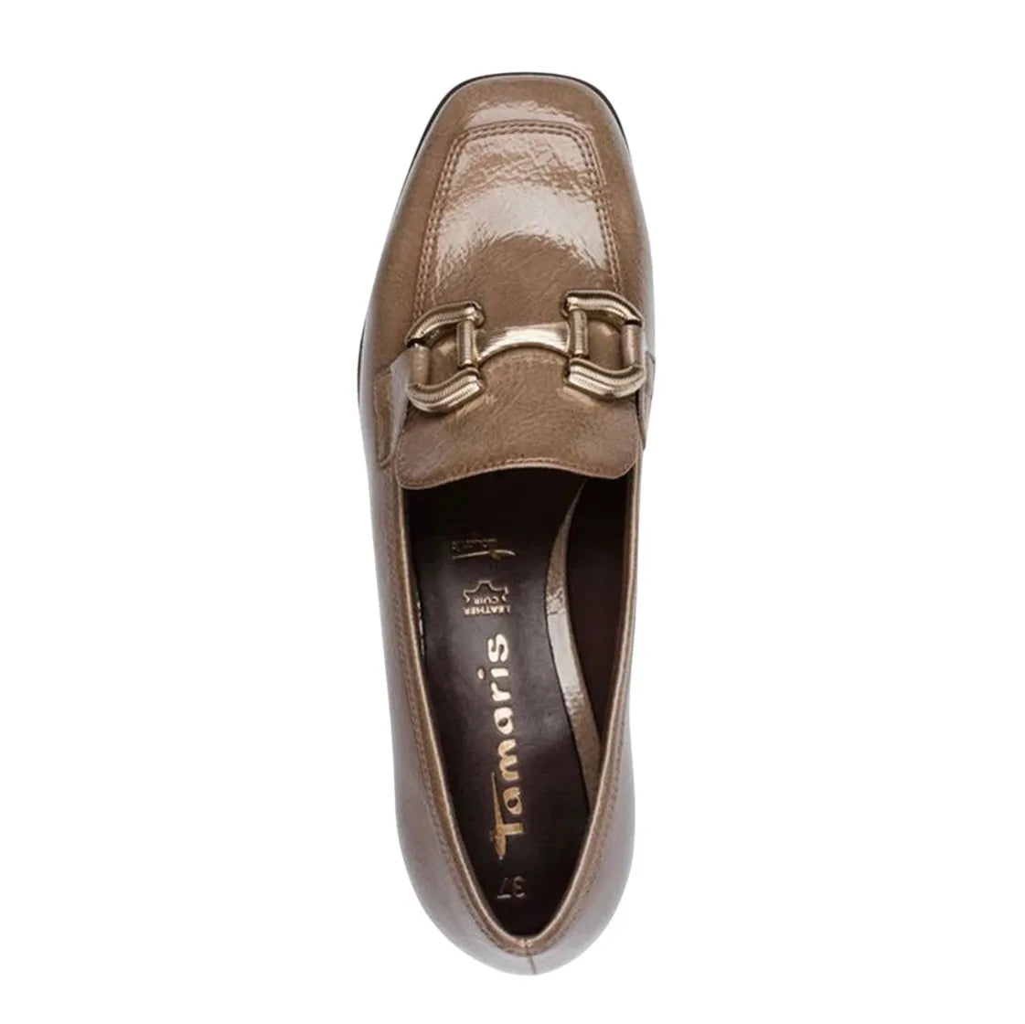 Women&#39;s Tamaris 1-24316-43 Trotteur Patent Loafer Shoes K 15 - Taupe