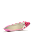 Women's EYE Snake Print Leather Pointed Court Shoes G 126 - Fuschia
