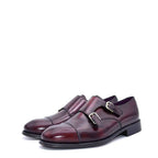 Men's Holborn Jermyn Double Monk Strap Leather Shoes - Burgundy
