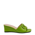 Women's CIARA Hope V Logo Mid Wedge Slip On Mules - Green