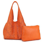 Women's Long & Son Mesh Summer Beach & Shopping Tote Handbag J69010 - Orange