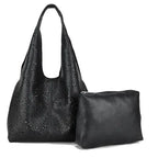 Women's Long & Son Mesh Summer Beach & Shopping Tote Handbag J69010 - Black