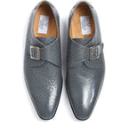 Men's VITELO Ostrich Print Leather Monk Shoes M 57 - Grey