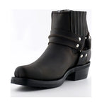 Men's Grinders Renegade Lo Leather Cowboy Biker Boots with Rubber Sole - Brown Crazyhorse