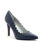 Women's EYE Pointed Toe Cut-Out Leather High Heel Court Shoes F 70 - Navy