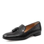Men's VITELO Tassle Leather Slipper Shoes PC 8 - Black Croc