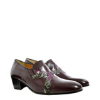 Men's VITELO Plain Leather Cuban Heel Shoes PC 9 - Burgundy