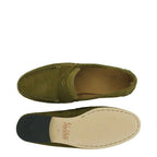 Men's John White Headley Leather Suede Moccasin Shoes - Military