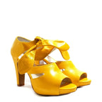 Women's EYE Strappy High Heel Tie-Up Leather Sandals L 34 - Yellow