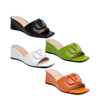 Women's CIARA Hope V Logo Mid Wedge Slip On Mules - Green